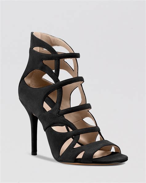 michael michael kors natural strappy leather heels|Michael Kors suede heels.